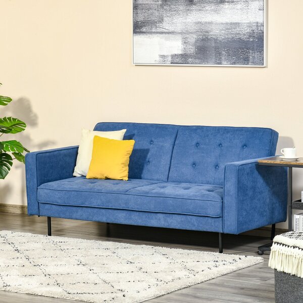 Divano Letto 3 Posti 187x91x85 cm in Tessuto Blu