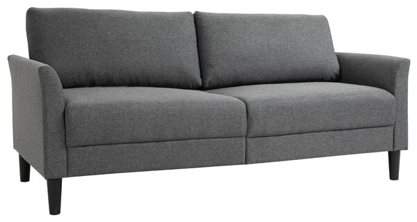 Divano 2 Posti 191x79x87 cm in Tessuto Effetto Lino Grigio