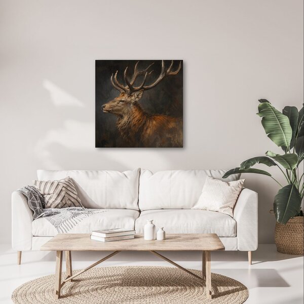 Quadro su tela – Fiero cervo nel chiaroscuro