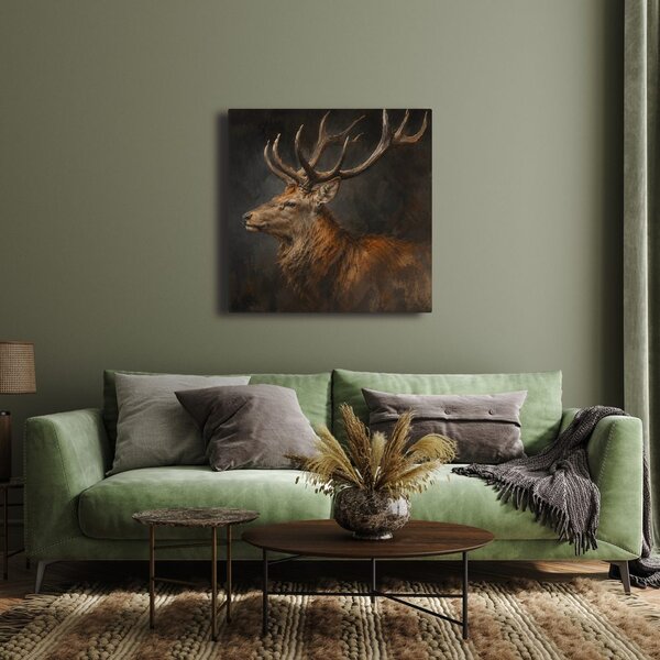 Quadro su tela – Fiero cervo nel chiaroscuro