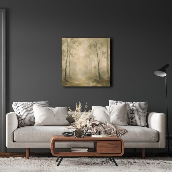 Quadro su tela – Foresta sognante nella luce della nebbia