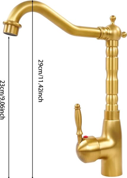 Rubinetto retrò - Miscelatore per lavabo - Monocomando - Acqua calda/fredda - Ottone massiccio - Attacco da 9,5 mm - Tubi flessibili 2×50 cm - Bronzo anticato