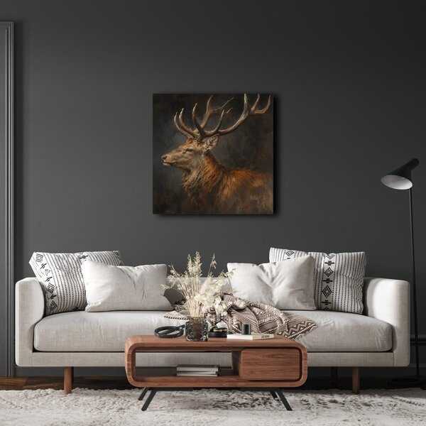 Quadro su tela – Fiero cervo nel chiaroscuro