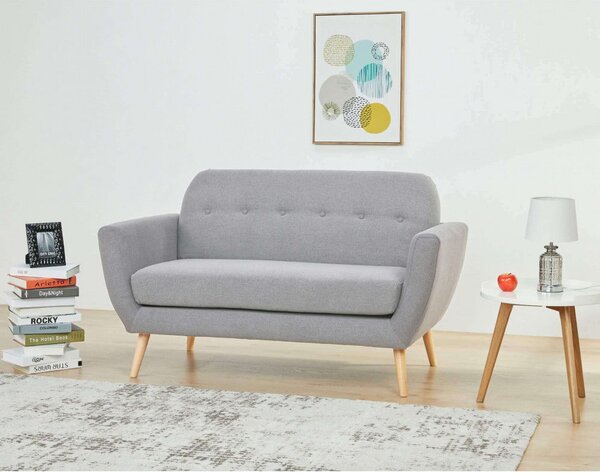 Divano 2 Posti Burton 147x79x86 h cm in Tessuto Grigio chiaro
