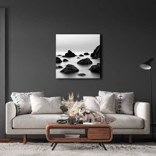 Quadro su tela – Costa minimalista con scogli