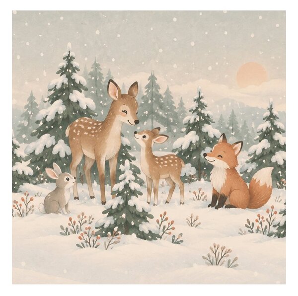 Quadro su tela – Animali del bosco in inverno