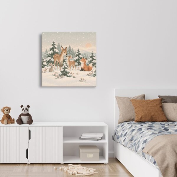 Quadro su tela – Animali del bosco in inverno