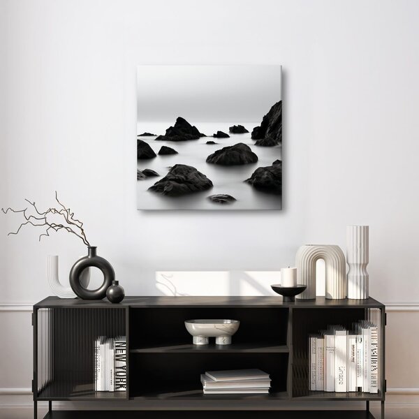 Quadro su tela – Costa minimalista con scogli