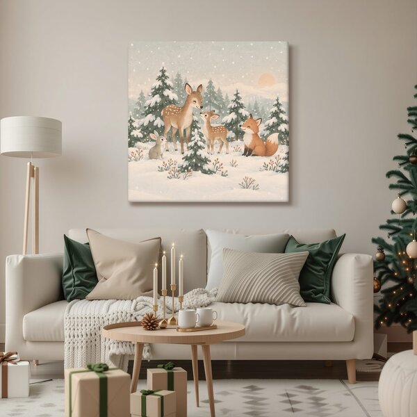 Quadro su tela – Animali del bosco in inverno