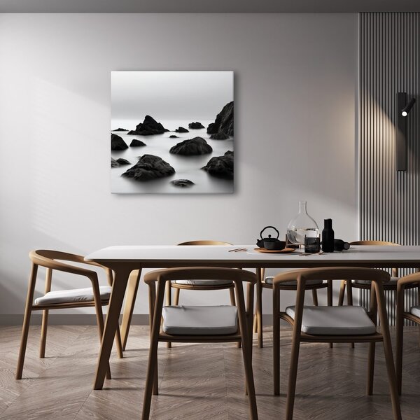 Quadro su tela – Costa minimalista con scogli