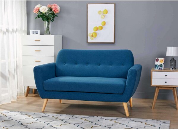 Divano 2 Posti Burton 147x79x86 h cm in Tessuto Blu