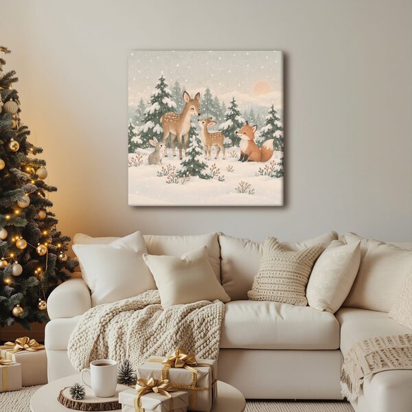 Quadro su tela – Animali del bosco in inverno