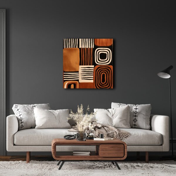 Quadro su tela – Motivi geometrici in contrasto marrone e nero