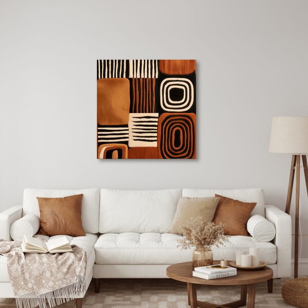 Quadro su tela – Motivi geometrici in contrasto marrone e nero