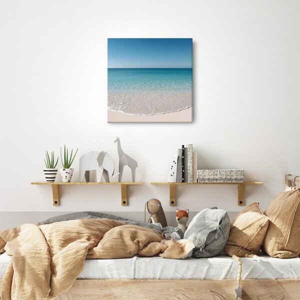 Quadro su tela – Orizzonte azzurro sulla spiaggia sabbiosa