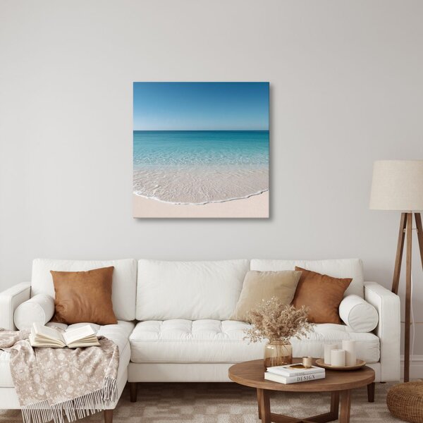 Quadro su tela – Orizzonte azzurro sulla spiaggia sabbiosa