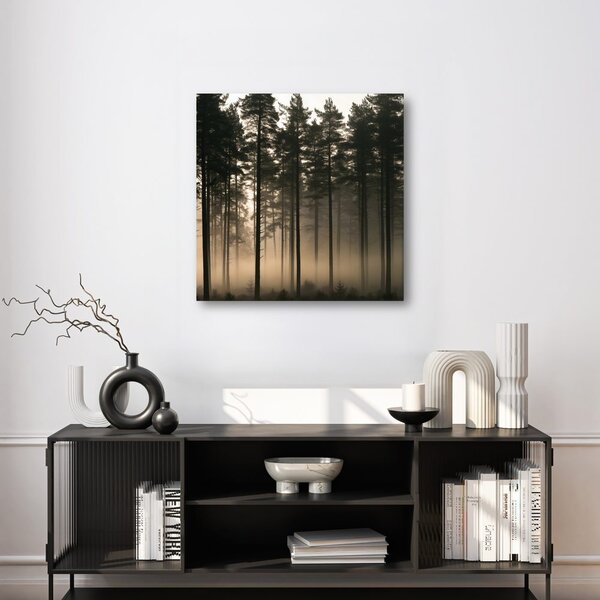 Quadro su tela – Sagome di alberi nella foschia