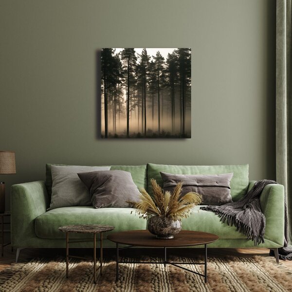 Quadro su tela – Sagome di alberi nella foschia