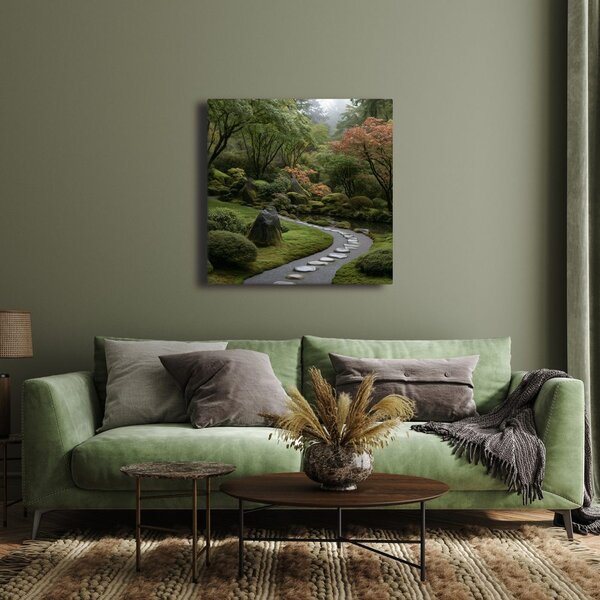 Quadro su tela – Tranquillo giardino zen nel verde