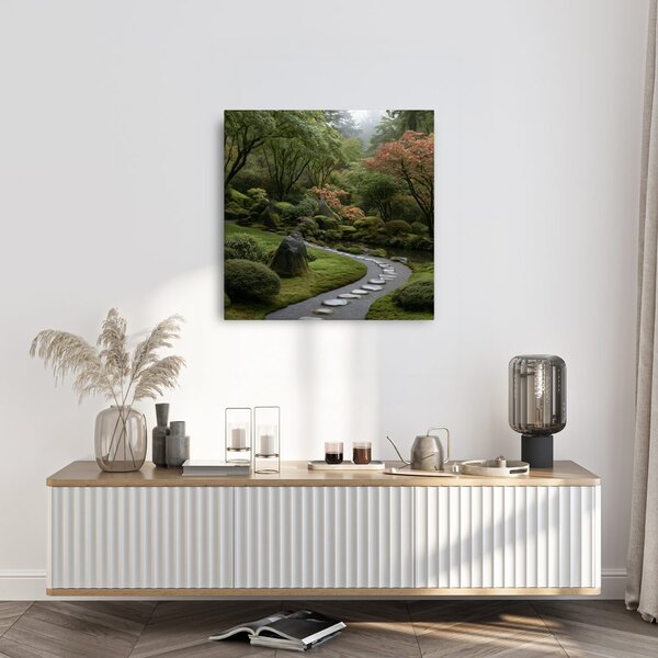 Quadro su tela – Tranquillo giardino zen nel verde