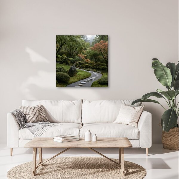 Quadro su tela – Tranquillo giardino zen nel verde