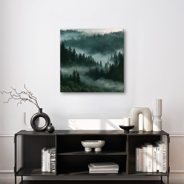 Quadro su tela – Foresta oscura avvolta dalla nebbia