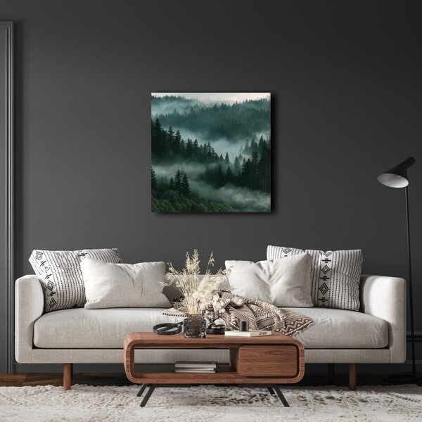 Quadro su tela – Foresta oscura avvolta dalla nebbia