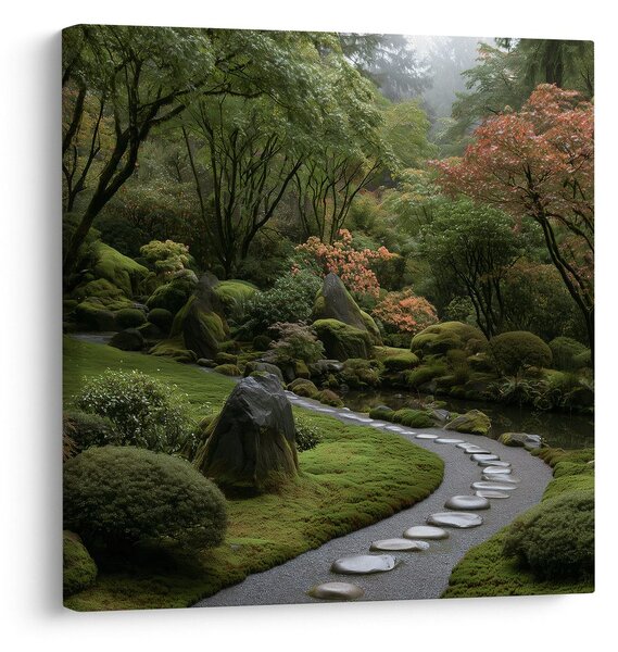 Quadro su tela – Tranquillo giardino zen nel verde