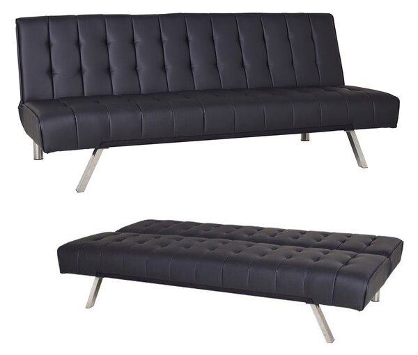 Divano Letto Prontoletto Click Clack Rivestimento in Similpelle Nero Darrel