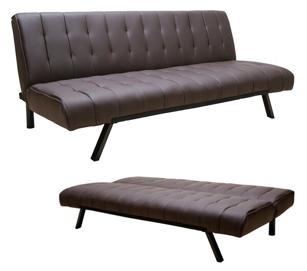 Divano Letto Prontoletto Click Clack Rivestimento in Similpelle Marrone Darrel