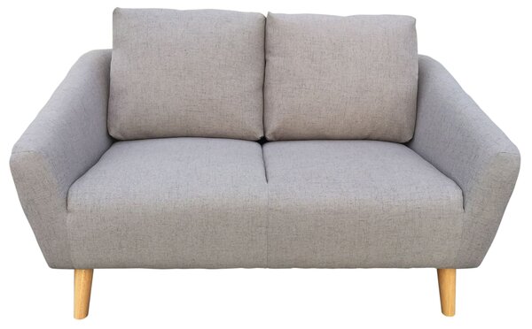 Divano Design Divanetto 2 Posti Tessuto Grigio Piedi in Legno per Casa Ufficio