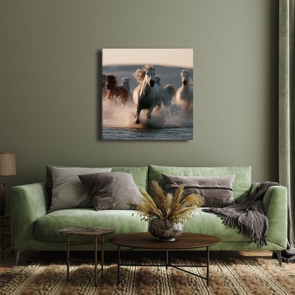 Quadro su tela – Cavalli selvaggi sull’acqua