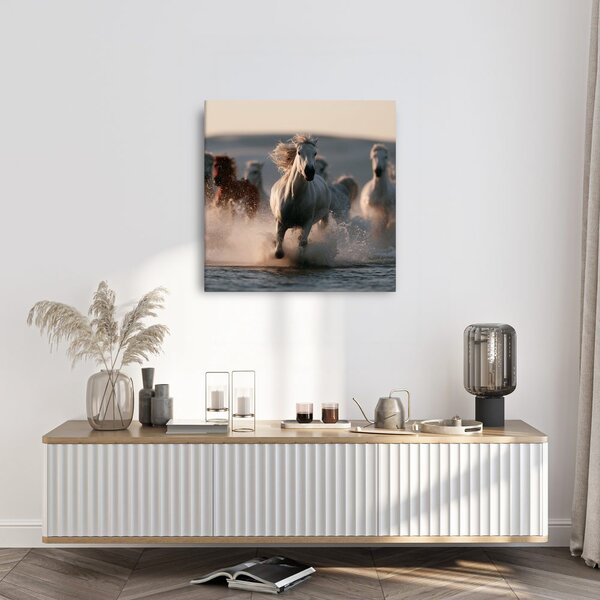 Quadro su tela – Cavalli selvaggi sull’acqua