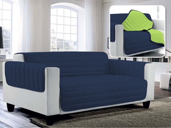 Copridivano Trapuntato in Microfibra Doubleface Blu Scuro/Verde Mela 1 Posto