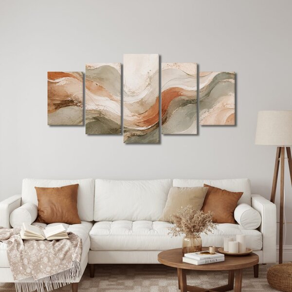 Quadri 5 pezzi – Onde astratte delicate