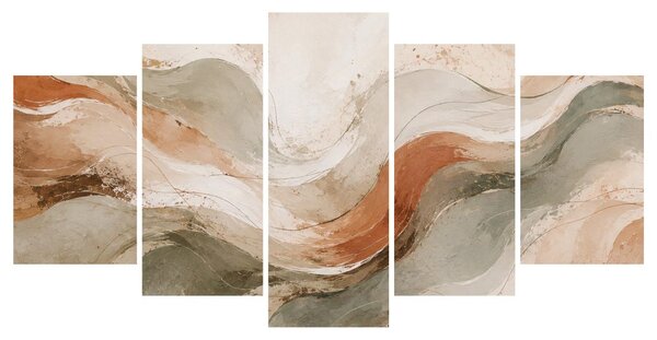 Quadri 5 pezzi – Onde astratte delicate