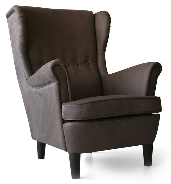 Poltrona Imbottita 79x86x102 cm in Similpelle Julia Eco Nabuk Marrone