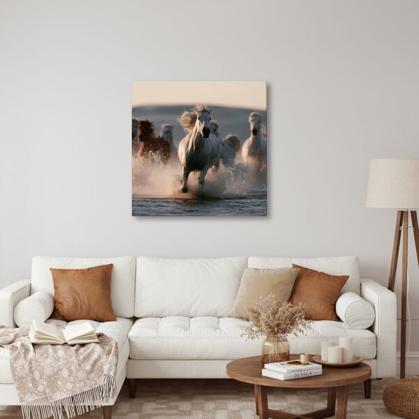 Quadro su tela – Cavalli selvaggi sull’acqua