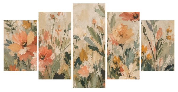 Quadri 5 pezzi – Delicati fiori di campo