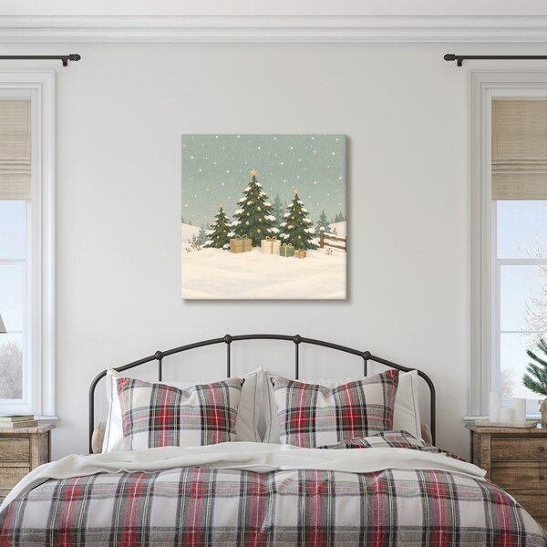 Quadro su tela – Paesaggio festivo con alberi di Natale