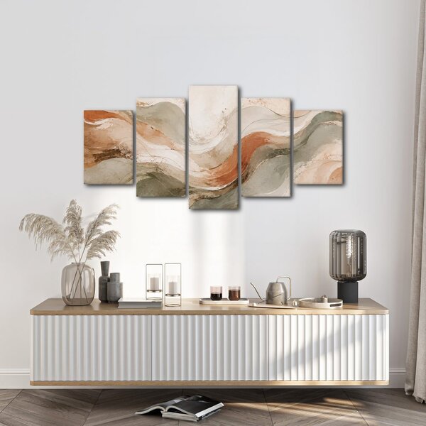 Quadri 5 pezzi – Onde astratte delicate