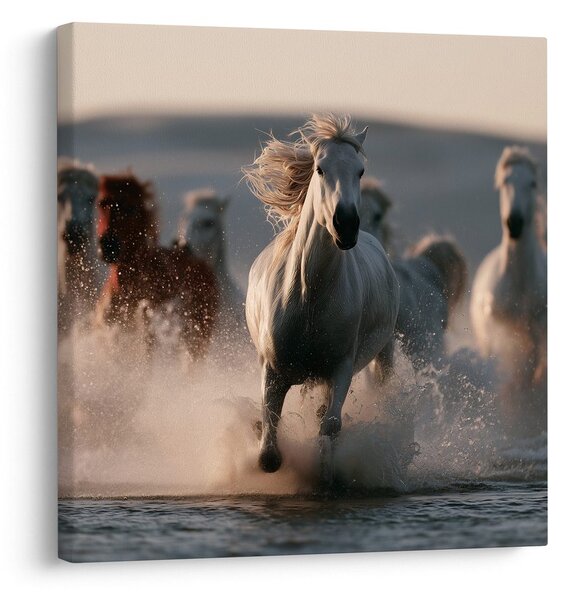 Quadro su tela – Cavalli selvaggi sull’acqua