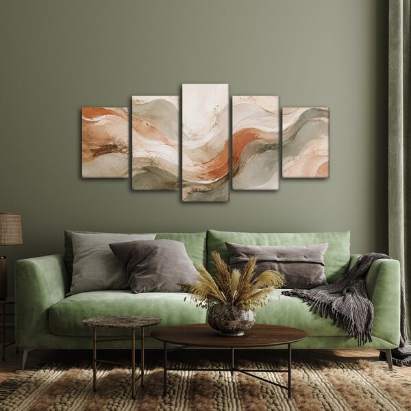 Quadri 5 pezzi – Onde astratte delicate