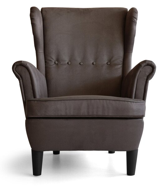 Poltrona Imbottita 79x86x102 cm in Similpelle Julia Eco Nabuk Marrone