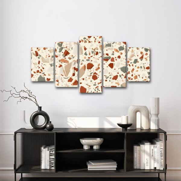 Quadri 5 pezzi – Terrazzo dai toni caldi