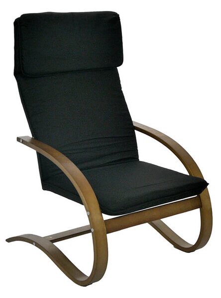 Poltrona in Tessuto e Legno con Cuscino 67x78xH100cm Nera