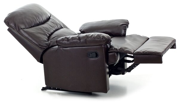 Poltrona Relax Reclinabile Manuale Rivestimento in Cuoio Diana Marrone