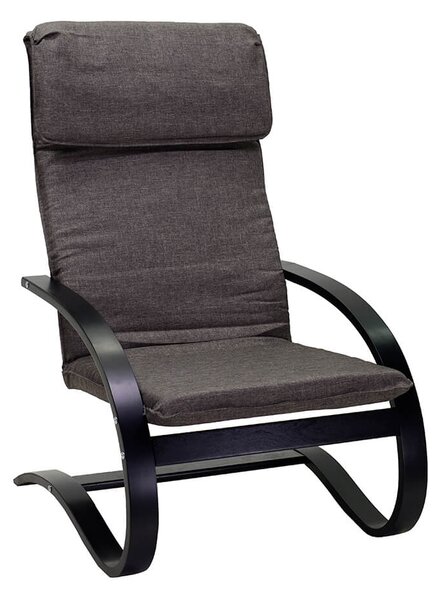 Poltrona in Tessuto e Legno con Cuscino 67x82xH94cm Grigio