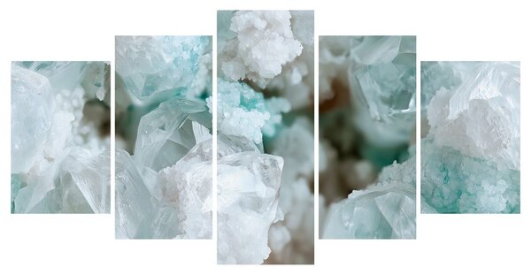 Quadri 5 pezzi – Cristalli di ghiaccio turchesi