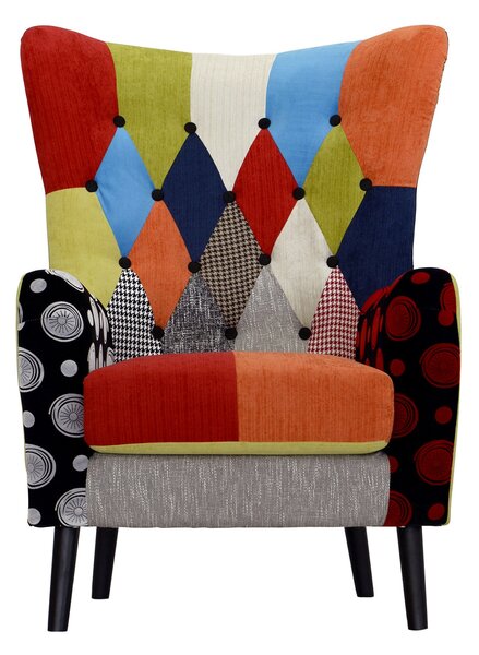 Poltrona Imbottita 80x76x108 cm in Tessuto Patchwork Flavia Multicolore